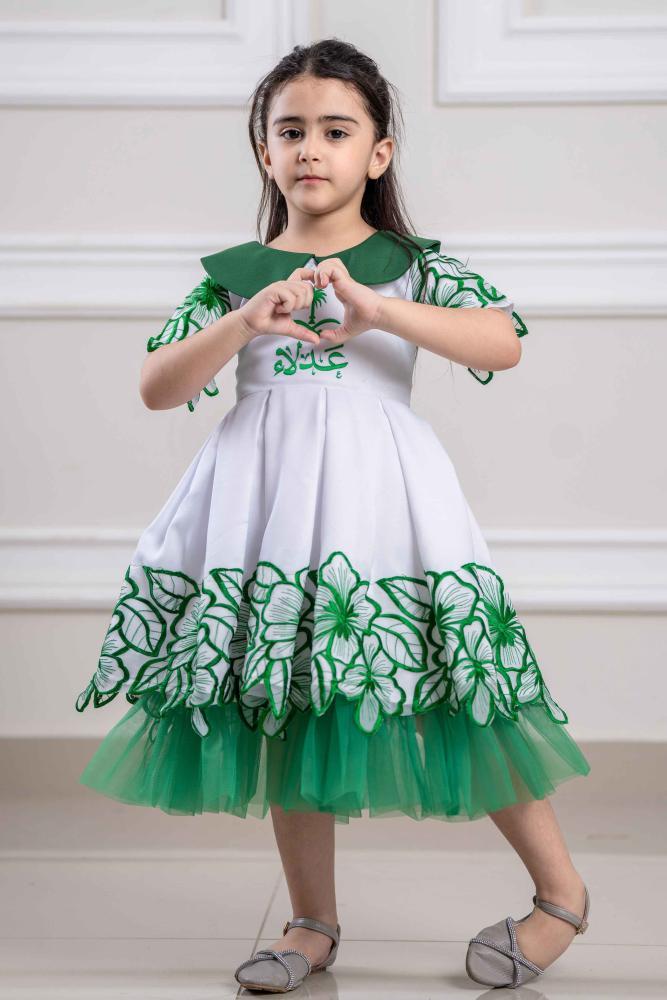 فستان اليوم الوطني ناعم بسيفين ونخلة